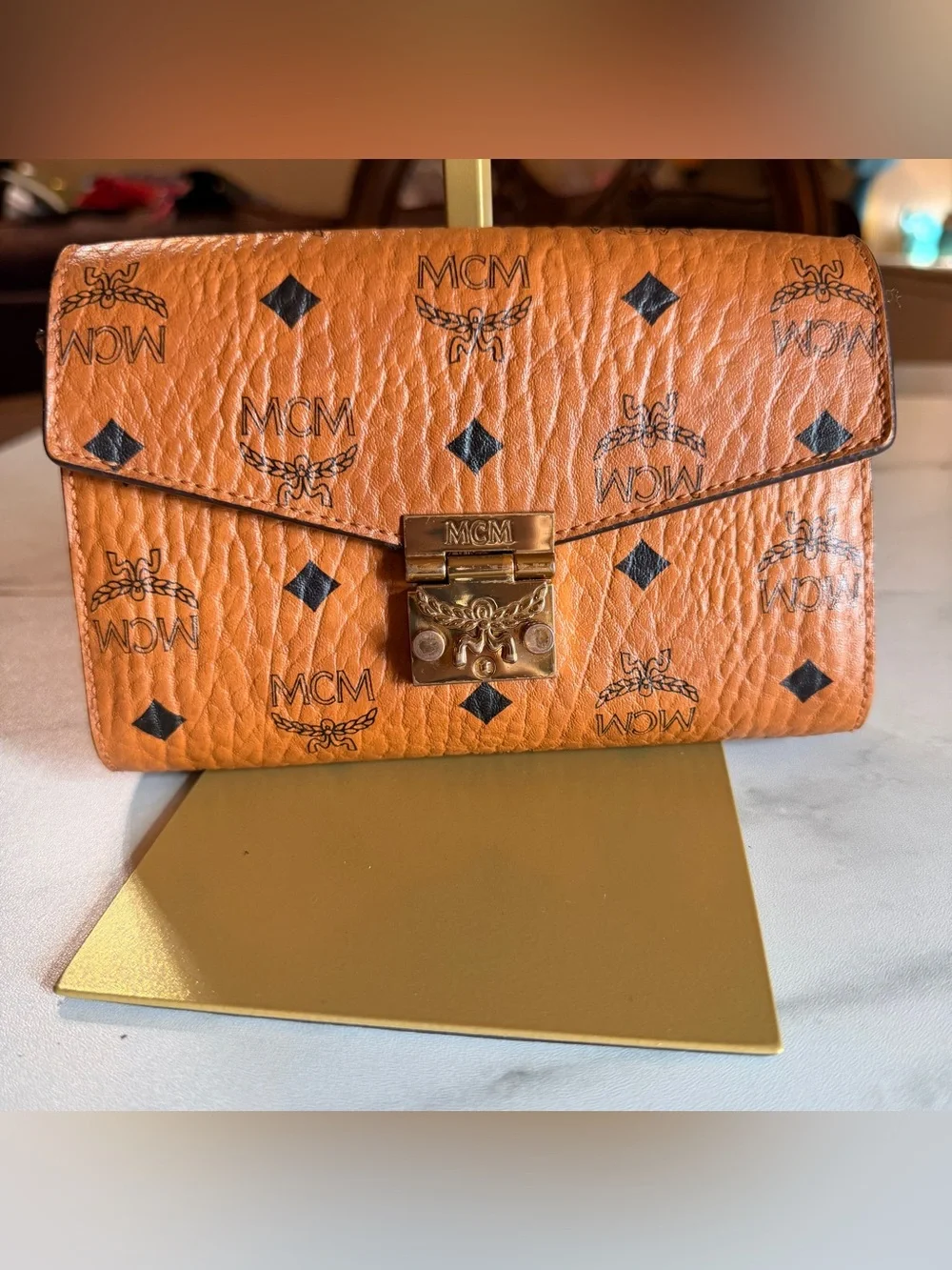 MCM Visetos Mini Crossbody / Shoulder Bag – Cognac Brown